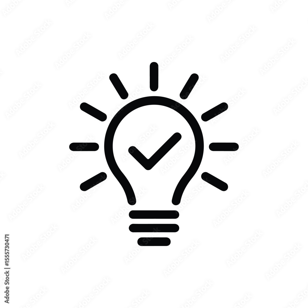 Aufkleber a lightbulb with check mark icon isolated on white background