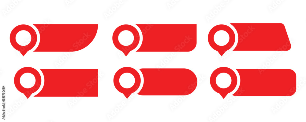 Aufkleber red location pin pointer icons in various shapes isolated on white background