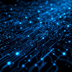 Interconnected lines and glowing nodes form a complex network.