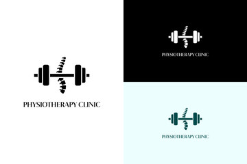 barbell integrated with a spine vector illustration, icon, logo for rehab center, workout, wellness, movement therapy, spine health, physical therapy, orthopedic, physiotherapy clinic, and more