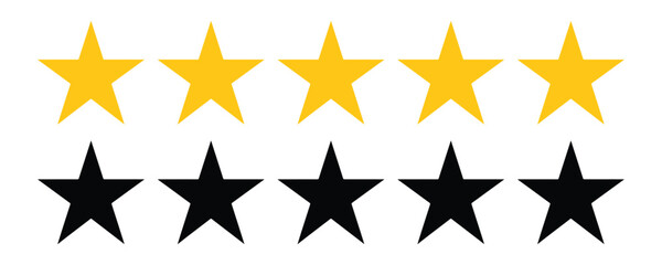 Five star rating review star vector isolated on white background. customer feedback symbol