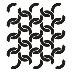 Unique black and white geometric pattern featuring abstract shapes in a repeated design across the canvas