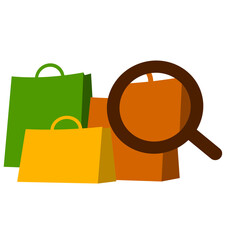 paper bag with magnifying glass