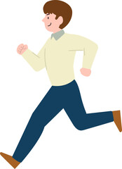 Illustration of a male character who runs forward vigorously