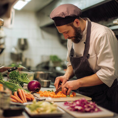 chef preparing food in restaurant