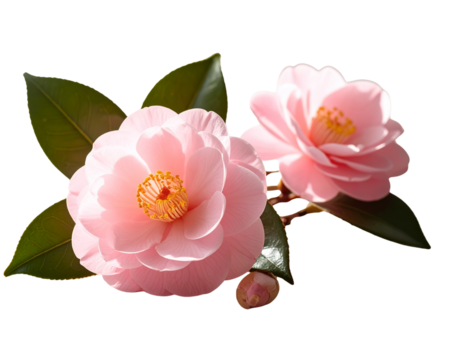 Pink Camellia Flower in Bloom – Luxurious Floral Transparent Background PNG Illustration
