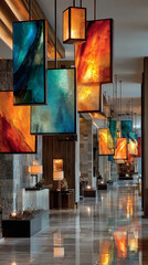 
Colorful Geometric Glass Hanging Sculptures and Lighting