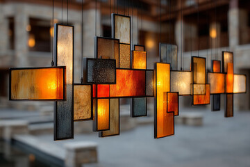 
Colorful Geometric Glass Hanging Sculptures and Lighting