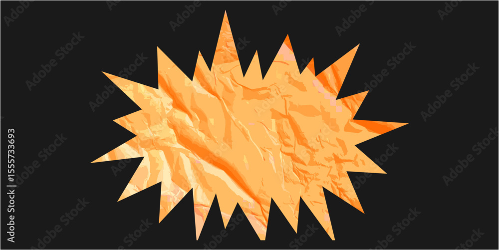 Poster blow shape in wrinkle paper texture vector, combining movement or impact with a distressed, textured