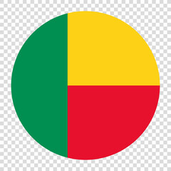 Flag of Benin. Benin circle flag logo icon computer vector illustration design. Transparent checkerboard background.