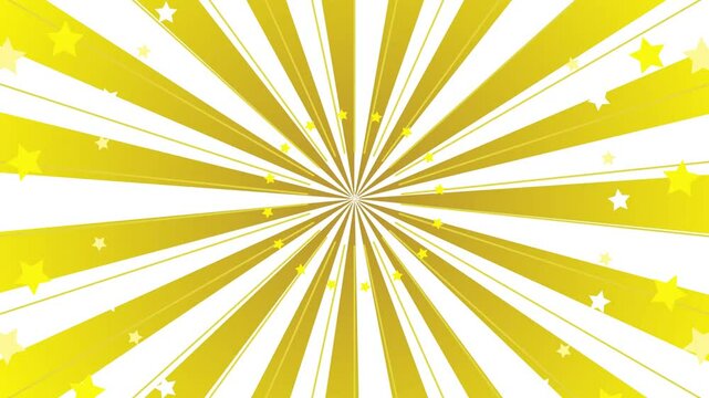 Golden sunburst background with spinning stars