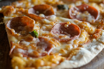 Close up of pepperoni pizza
