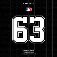 Editable Text Effect Vector of Black Jersey back college white number team sport printable embroidery Design for club, garment, printing, merchandise, basketball, baseball, football