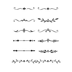 Decorative simple divider. Text dividers retro minimal line separators,  Vector isolated geometric wedding card heart separator elements set. Text dividers. . Hand drawn vector illustration. 
