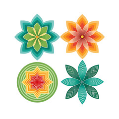 Obraz premium Vibrant Abstract Geometric Shape Collection on White Background