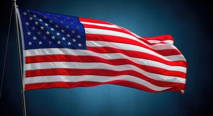 Waving American Flag Stars Stripes white