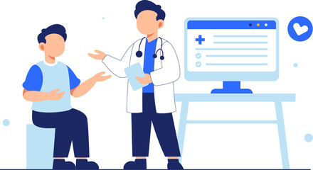 Patient consulting with doctor in a clean medical room showcasing professional healthcare discussion
