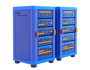 Blue Server Racks 3D Illustration