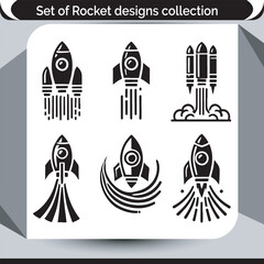 Rocket Designs Collection Varied Launch Concepts Graphic Resource Space Exploration and Innovation