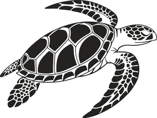Obraz premium Stylized graphic silhouette of a sea turtle isolated on white background