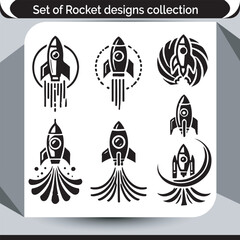 A Collection of Creative Rocket Designs: Vector Illustrations for Space Exploration and Technology Concepts