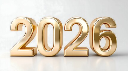 Bright gold 2026 numbers on a clean white background representing the New Year