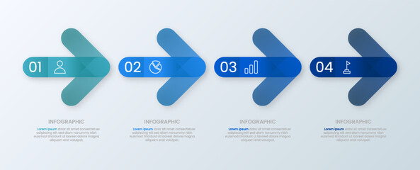 Infographic arrow template design. Business data display process timeline with icons.