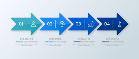 Infographic arrow template design. Business data display process timeline with icons.