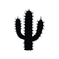A Simple Silhouette of a Saguaro Cactus Against a White Background