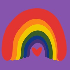 Rainbow Heart Symbol Handpainted Kids Illustration