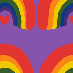 Colorful Abstract Rainbows and Hearts Illustration