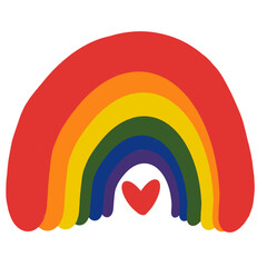 Rainbow with Heart Handpainted  Illustration