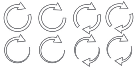 circle arrow icon set. circular arrow icon, refresh, reload, rotation. Green recycle vector icon symbol. Repeat and reload icons set and arrow rotation circle