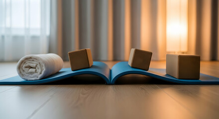 Ready for Practice: A Tranquil Yoga Set in a Serene Setting
