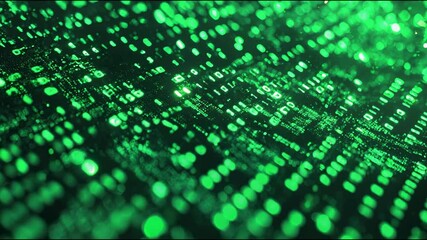 Digital code stream, vibrant green binary numbers cascading in a matrix style, representing technology and data themes. - Powered by Adobe