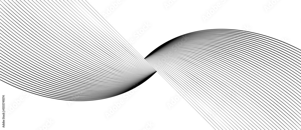Aufkleber Abstract art geometric background with lines. Stripes optical illusion with waves and transition. Balck and white illustration.