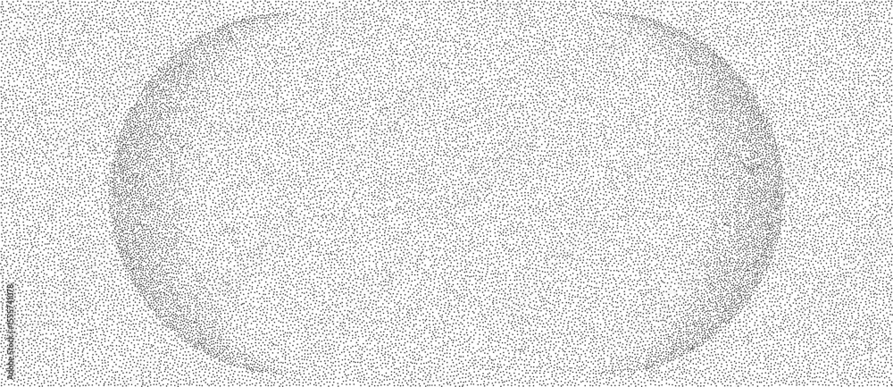 Poster Dotted oval with two semicircles as background. Abstract vector with copy space. Black dots on a white background.
