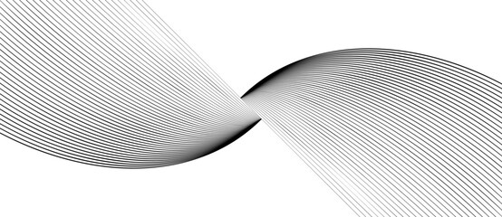 Abstract art geometric background with lines. Stripes optical illusion with waves and transition. Balck and white illustration.