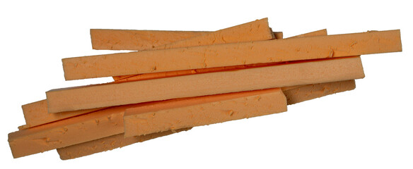 Isolated pile of broken foam on white background