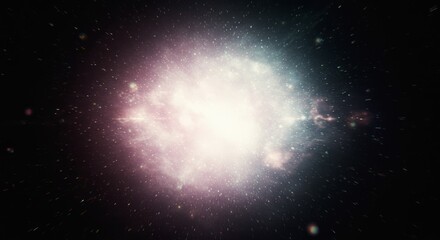 Obraz premium Glowing Nebula Bursting in Dark Space with Colorful Dust