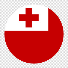 Flag of Tonga. Tonga circle flag logo icon computer vector illustration design. Checkerboard background.