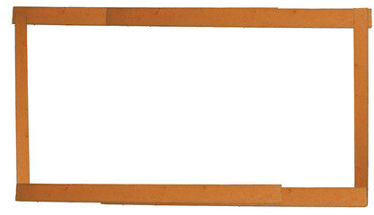 Isolated frame made of of broken pieces of red foam on white background