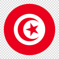 Fototapeta premium Flag of Tunisia. Tunisia circle flag logo icon computer vector illustration design. Checkerboard background.