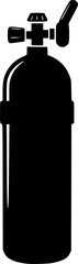 Silhouette of a scuba diving oxygen tank with valve and regulator
