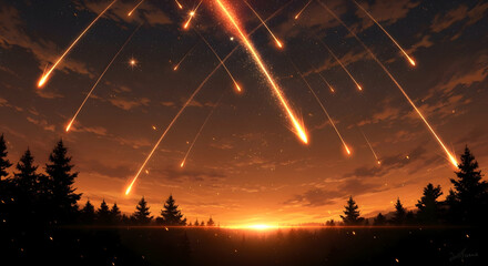 Celestial Wonders: A Dazzling Meteor Shower Illuminates the Evening Sky