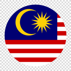 Flag of Malaysia. Malaysia circle flag logo icon computer vector illustration design. Transparent checkerboard background.