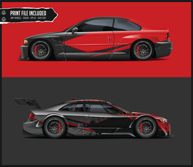 Two Sport Car Designs with Red and Black Graphics