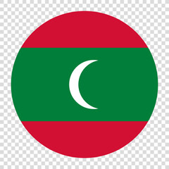 Flag of Maldives. Maldives circle flag logo icon computer vector illustration design. Transparent checkerboard background.
