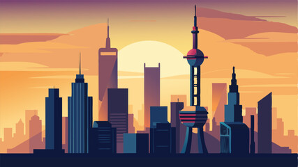 A view of a waterfall between cliffs with a body of water below landscape illustration