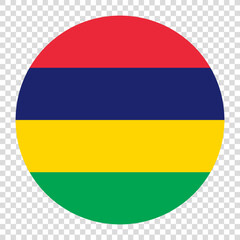 Flag of Mauritius. Mauritius circle flag logo icon computer vector illustration design. Transparent checkerboard background.